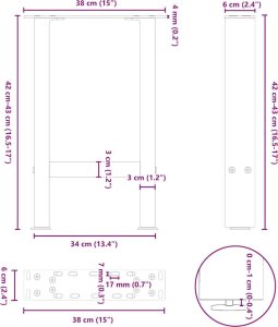 vidaXL vidaXL Nogi do stolika kawowego, czarne, 2 szt., 38x(42-43) cm, stal 10