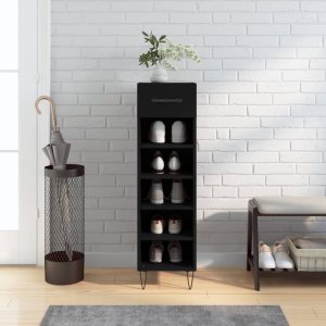 vidaXL vidaXL Szafka na buty, czarna, 30x35x105 cm, materiał drewnopochodny 1