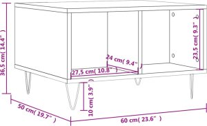 vidaXL vidaXL Stolik kawowy, biały 60x50x36,5 cm, materiał drewnopochodny 8