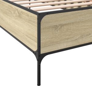 vidaXL vidaXL Rama łóżka, dąb sonoma, 75x190 cm, materiał drewnopochodny 7