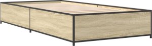 vidaXL vidaXL Rama łóżka, dąb sonoma, 75x190 cm, materiał drewnopochodny 3