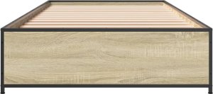 vidaXL vidaXL Rama łóżka, dąb sonoma, 75x190 cm, materiał drewnopochodny 4
