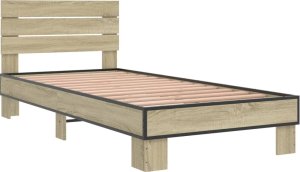 vidaXL vidaXL Rama łóżka, dąb sonoma, 90x200 cm, materiał drewnopochodny 3