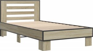 vidaXL vidaXL Rama łóżka, dąb sonoma, 75x190 cm, materiał drewnopochodny 3