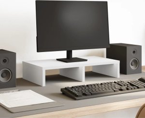 vidaXL vidaXL Podstawka pod monitor, biała, 50x27x10 cm 1