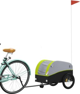 vidaXL vidaXL Przyczepka rowerowa, czarno-zielona, 30 kg, żelazo 3