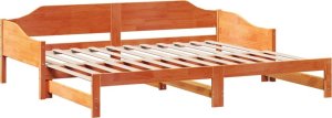 vidaXL vidaXL Łóżko dzienne rozsuwane, woskowy brąz, 80x200 cm drewno sosnowe 6