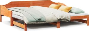 vidaXL vidaXL Łóżko dzienne, rozsuwane, z materacem, woskowy brąz, 90x190 cm 2