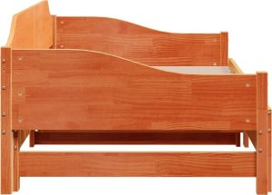 vidaXL vidaXL Łóżko dzienne, rozsuwane, z materacem, woskowy brąz, 90x190 cm 8