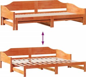 vidaXL vidaXL Łóżko dzienne, rozsuwane, z materacem, woskowy brąz, 90x190 cm 10