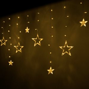 Lampki choinkowe KIK Lampki LED kurtyna gwiazdki 2,5m 138LED ciepły biały 1