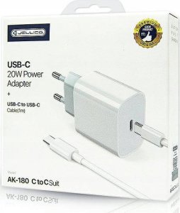 Ładowarka Jellico JELLICO ładowarka sieciowa AK180 PD 20W 1xUSB-C + kabel USB-C - USB-C Biały 1