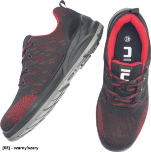 CERVA GERA S1 SR - Lekkie półbuty zawodowe robocze lekka tekstylna dziana cholewka metalowy podnosek i wkładka antyprzebiciowa - czarny/czerwony 48 5