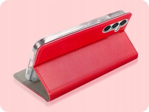 Hello Case ETUI Z KLAPKĄ DO Samsung Galaxy M15 5G CZERWONE ZAMYKANE MAGNETYCZNE 5