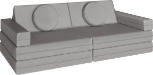 Tectake Sofa do zabawy Lilly, 8-częściowa, z funkcją spania - 160 cm, szary 1