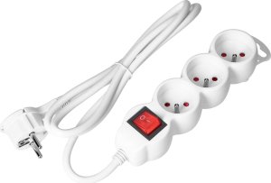Orno Przedłużacz 3-krotny 2P+Z z wyłącznikiem, 1,5m H05VV-F 3x1,5mm2, Imax=16A, płaska wtyczka, biały 1