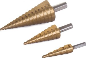 Wiertło Verk Wiertła wiertło stożkowe stopniowe 3 szt HSS tytan Wiertła wiertło stożkowe stopniowe 3 szt HSS tytan 4