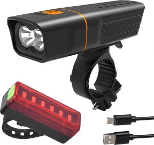 Verk Lampka rowerowa przód tył zestaw do roweru led usb Lampka rowerowa przód tył zestaw do roweru led usb 1