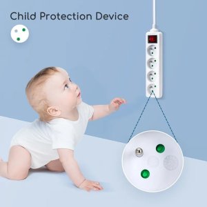 Aigostar  Listwa zasilająca na 4 gniazda typu francuskiego z przełącznikiem Listwa zasilająca na 4 gniazda typu francuskiego z przełącznikiem 4