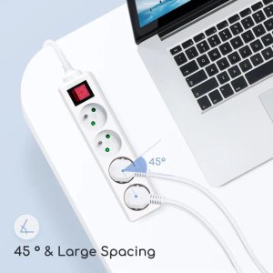 Aigostar  Listwa zasilająca na 4 gniazda typu francuskiego z przełącznikiem Listwa zasilająca na 4 gniazda typu francuskiego z przełącznikiem 5