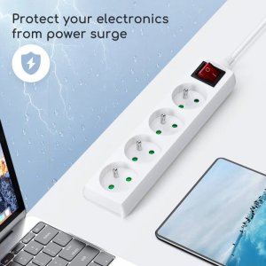 Aigostar  Listwa zasilająca na 4 gniazda typu francuskiego z przełącznikiem Listwa zasilająca na 4 gniazda typu francuskiego z przełącznikiem 7