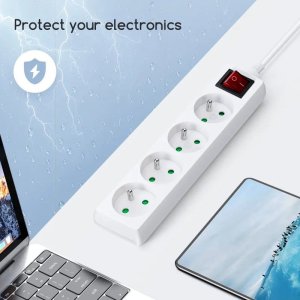 Aigostar  Listwa zasilająca na 4 gniazda typu francuskiego z przełącznikiem Listwa zasilająca na 4 gniazda typu francuskiego z przełącznikiem 9