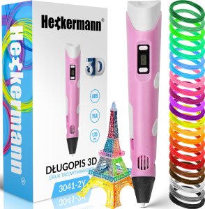 Długopis 3D Heckermann Długopis Drukarka 3D Heckermann 3041-2Y Różowy + 115M Filamentu 1