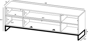 Meble Lindner Komoda RTV Loft Szafka RTV Czarny MAT Nowoczesna Czarna Metalowa Rama 150 cm Glamour 11