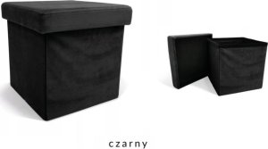 kontrast Pufa Perfect ze schowkiem Velvet Otwierana Czarna 3