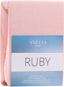 AmeliaHome AmeliaHome Prześcieradło RUBY styl klasyczny frotte z gumką 180x200 pudrowy róż 1