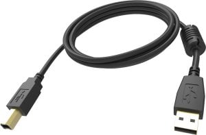 Vision VISION Professional installationstaugliches USB 2.0-Kabel - 30 JAHRE GARANTIE - Vergoldete Anschlusse - Ferritkern an A-Seite - Bandbreite 480 Mbit/s - Abschirmgeflecht mit uber 65 % Abdeckung - USB-A (M) zu USB-B (M) - Aussendurchmesser 4,8 mm - 1