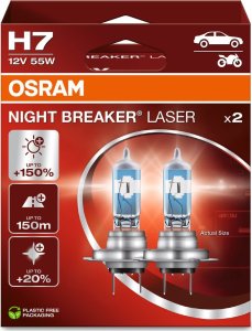 Osram OSRAM Automobilinės lemputės NIGHT BREAKER LASER +150% H7 55W 12V PX26D 2vnt 1