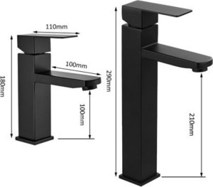 Bateria umywalkowa Delvant Square stojąca czarny 2