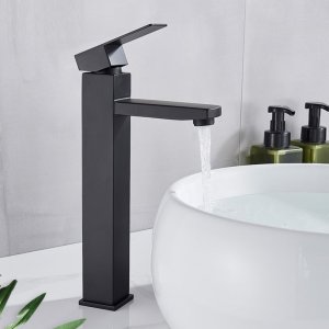 Bateria umywalkowa Delvant Square stojąca czarny 3