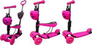 Hulajnoga R-Sport Hulajnoga H3 RÓŻOWA Jeździk 5w1 R-Sport Świecące koła LED 3