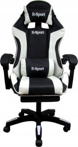 Fotel R-Sport Fotel Gamingowy K4 R-Sport BIAŁO-CZARNY z podnóżkiem+masażer 3