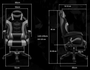 Fotel R-Sport Fotel Gamingowy K4 R-Sport BIAŁO-CZARNY z podnóżkiem+masażer 4