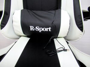 Fotel R-Sport Fotel Gamingowy K4 R-Sport BIAŁO-CZARNY z podnóżkiem+masażer 5