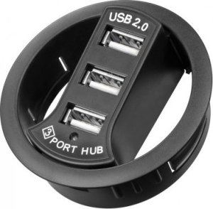 HUB USB Goobay 3-portowy koncentrator USB 2.0 Hi-Speed In-Desk/rozdzielacz 1