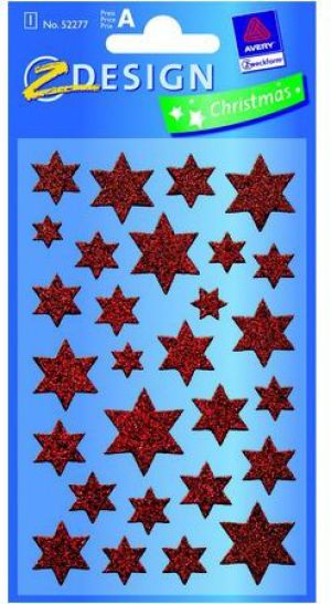 Zdesign Naklejki Świąteczne - Gwiazdki błyszczące czerwone (183167) 1