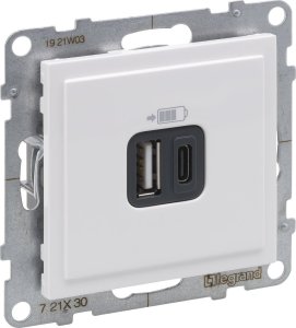 Legrand Gniazdo USB typ A + C - 5 V - 3 A, BIAŁY SUNO 1