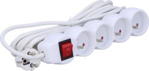 Listwa zasilająca DPM Przedłużacz z wyłącznikiem, 4 gniazda, biały, 5 m 2