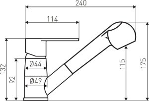 Bateria kuchenna Ferro Bateria zlewozmywakowa Algeo stojąca z wyciąganym natryskiem, chrom 2