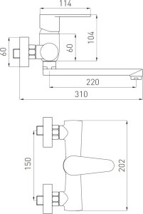 Bateria kuchenna Ferro Bateria zlewozmywakowa Algeo ścienna, chrom 2
