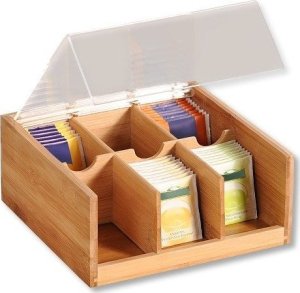 Kesper Skrzynka na herbatę z bambusa, pojemnik do kuchni, pojemnik z pokrywką, pudełko na herbatę, pojemnik na żywność, akcesoria kuchenne, 4