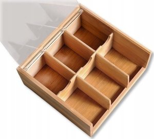 Kesper Skrzynka na herbatę z bambusa, pojemnik do kuchni, pojemnik z pokrywką, pudełko na herbatę, pojemnik na żywność, akcesoria kuchenne, 5