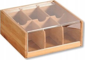 Kesper Skrzynka na herbatę z bambusa, pojemnik do kuchni, pojemnik z pokrywką, pudełko na herbatę, pojemnik na żywność, akcesoria kuchenne, 6