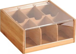 Kesper Skrzynka na herbatę z bambusa, pojemnik do kuchni, pojemnik z pokrywką, pudełko na herbatę, pojemnik na żywność, akcesoria kuchenne, 9