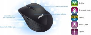 Mysz Gembird Mysz bezprzewodowa optyczna ASUS WT465 V2 2.4 GHz 1600 DPI CZARNA 5