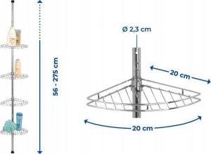 Koszyk prysznicowy Maximex Narożna, teleskopowa półka łazienkowa pod prysznic - aż 4 poziomy 13